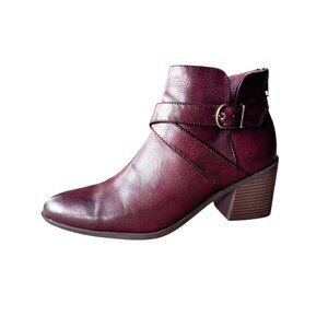 Frye & Co. Womens Pembroke 8M Redwood Ankle Boots Buckle Strap Block Heel